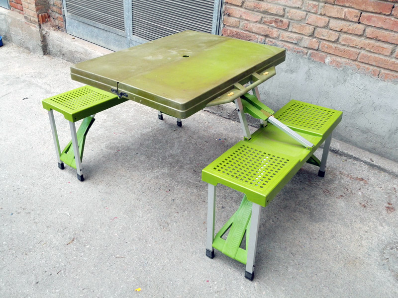 maleta mesa banco plegable picnic camping plast desgastado 43-68.5x86x66-135.5 1u